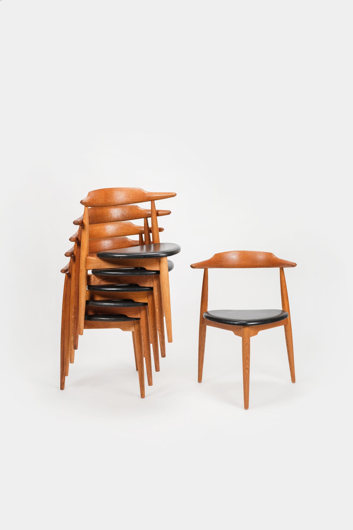 Hans Wegner, Dining Set "Heart Group", Teak and Oak, Fritz Hansen, 50s