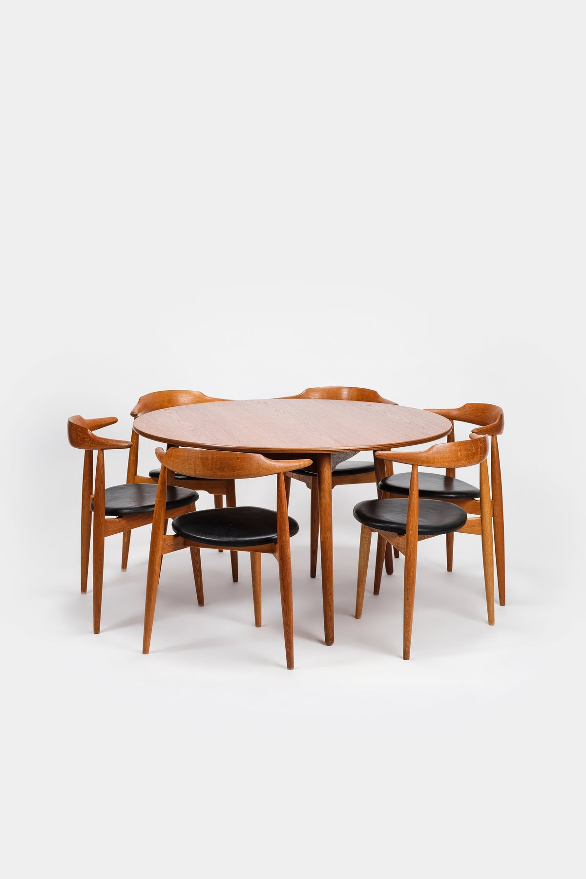 Hans Wegner, Dining Set "Heart Group", Teak and Oak, Fritz Hansen, 50s