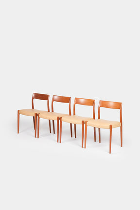 Nils Otto Moeller, 4 Chairs Model 77, Denmark, 60s