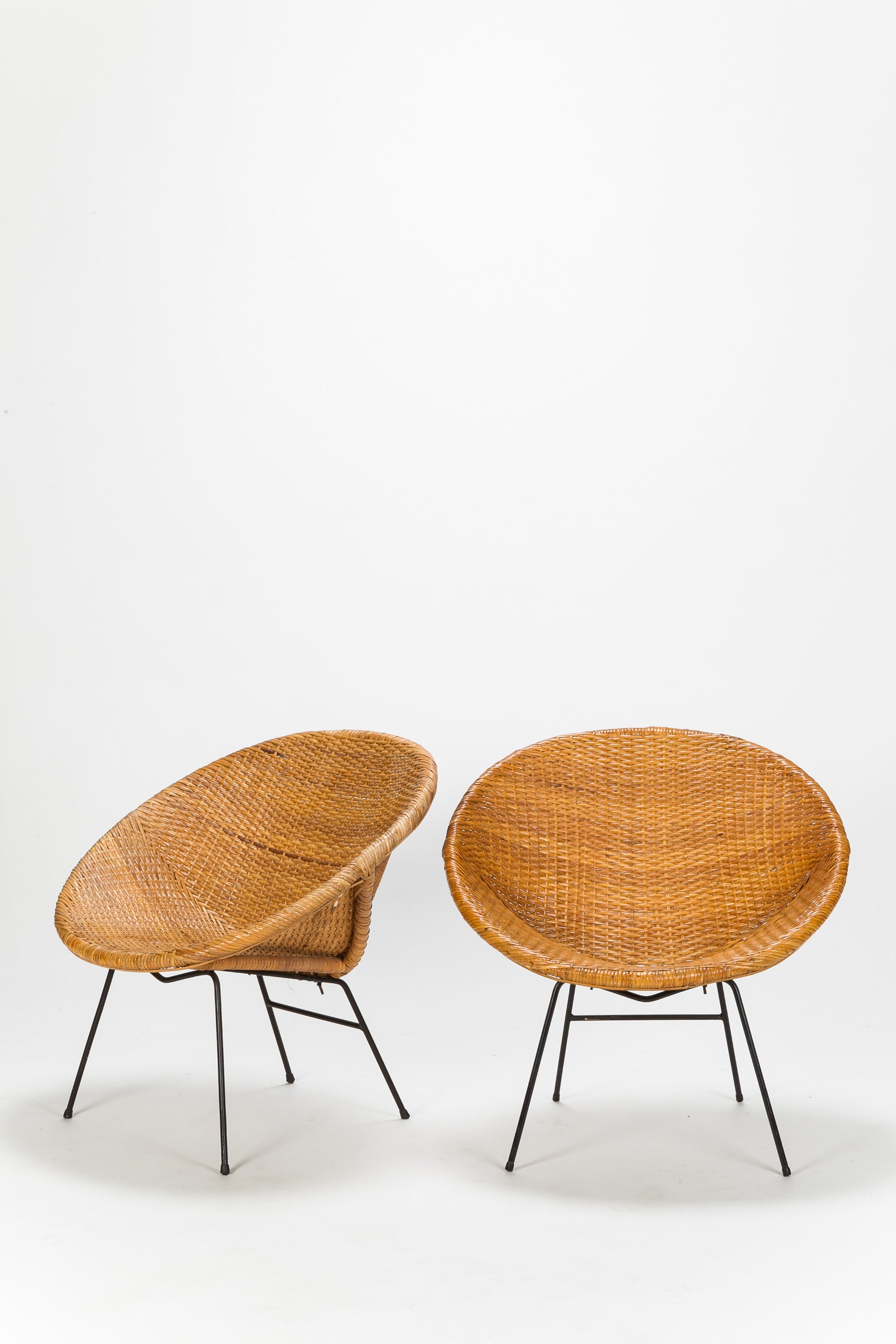 Pair of Bamboo Bucket Chairs 60's Okay Art