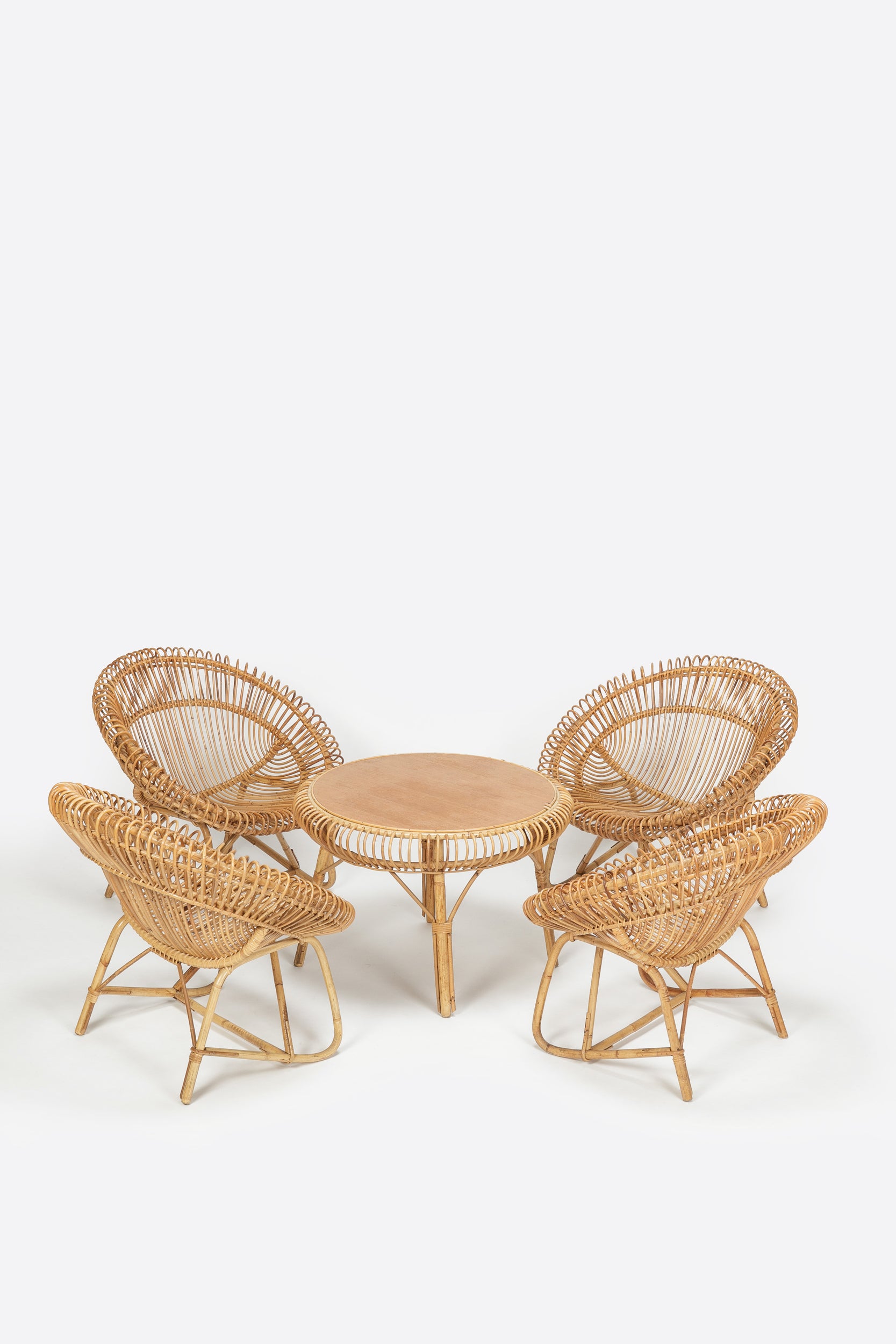 Französisches Bambus Rattan Garten Ensemble 50er
