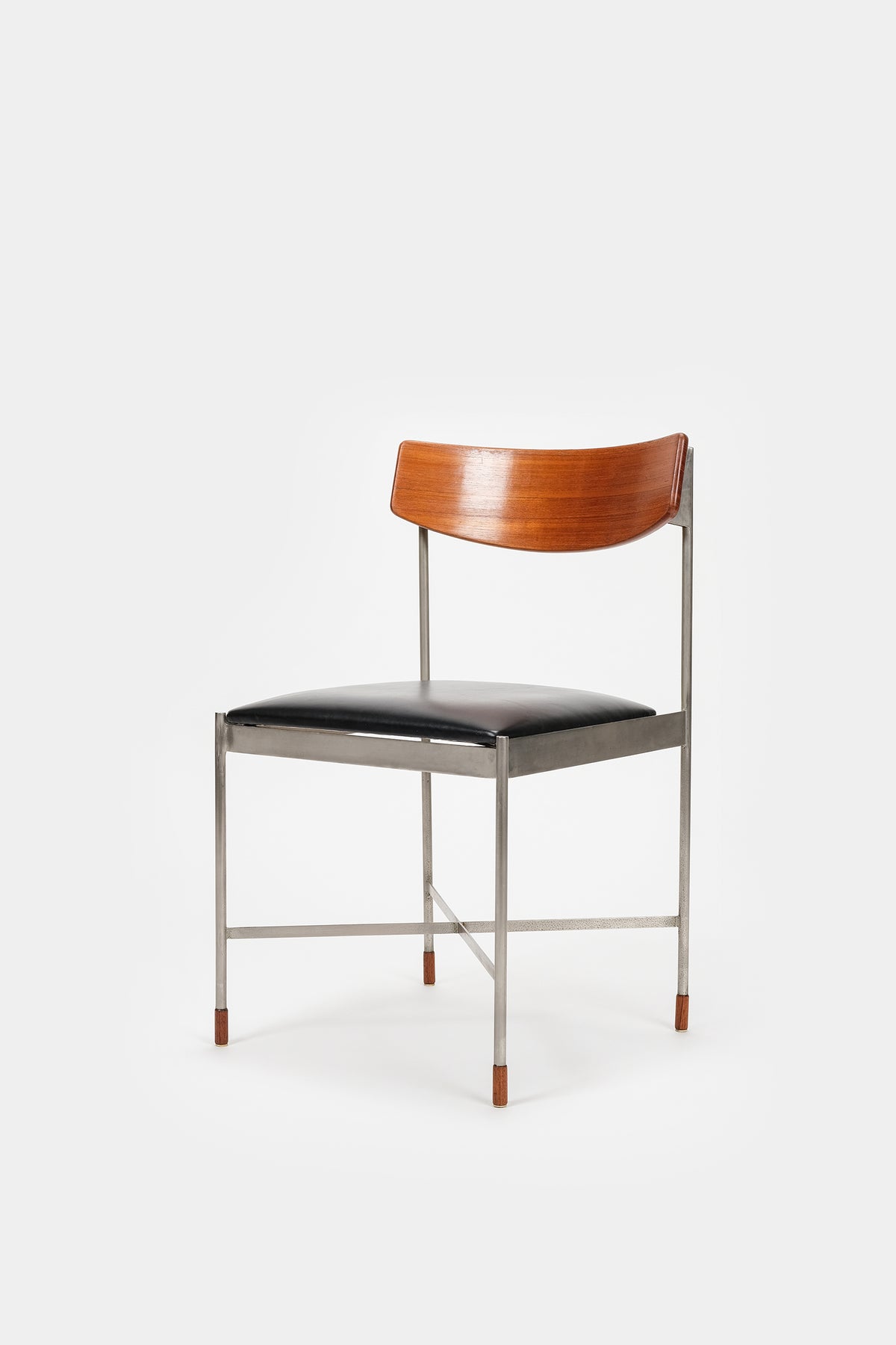 Attr. Kay Boeck Hansen, Single Chair made of Metal, Teak and Leather, 60s