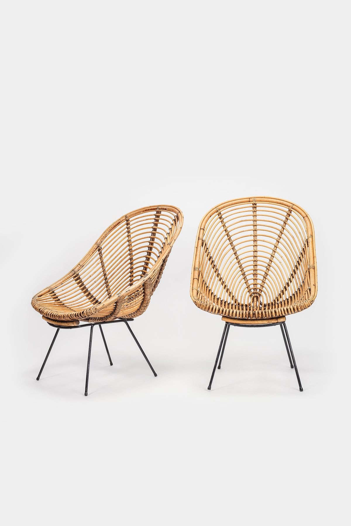 Pair bamboo armchairs, Italy, 50s
