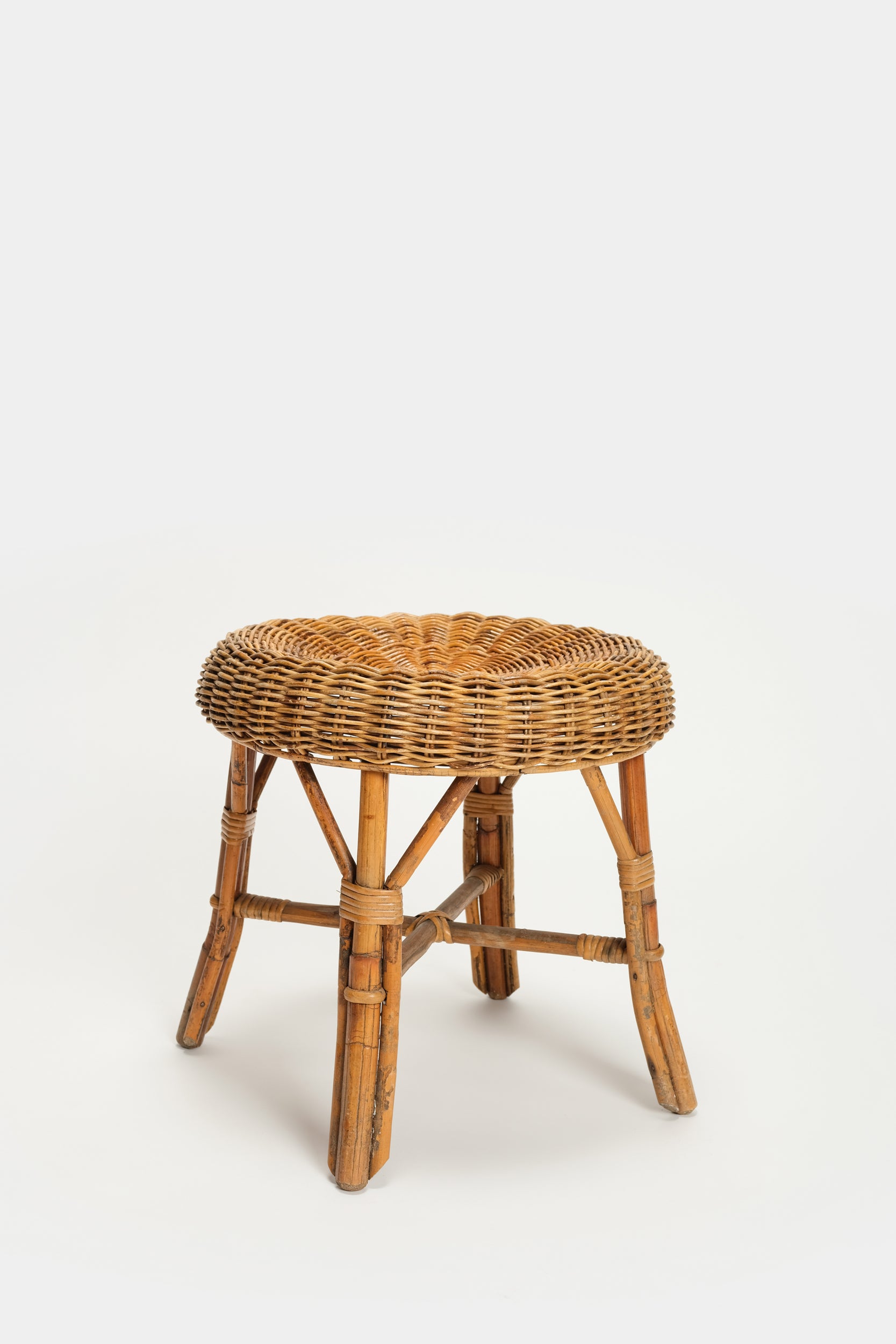 Bonacina Hocker Bambus und Rattangeflecht