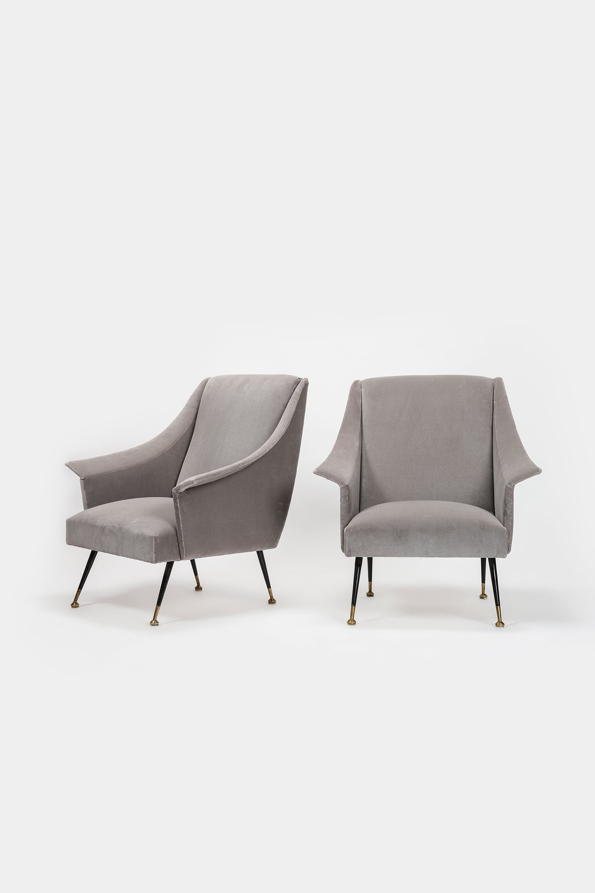 Pair of italian armchairs, 50s, Velours