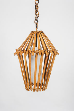Adnet Style, two bamboo ceiling lights, France, 50s