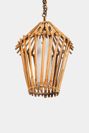 Adnet Style, two bamboo ceiling lights, France, 50s