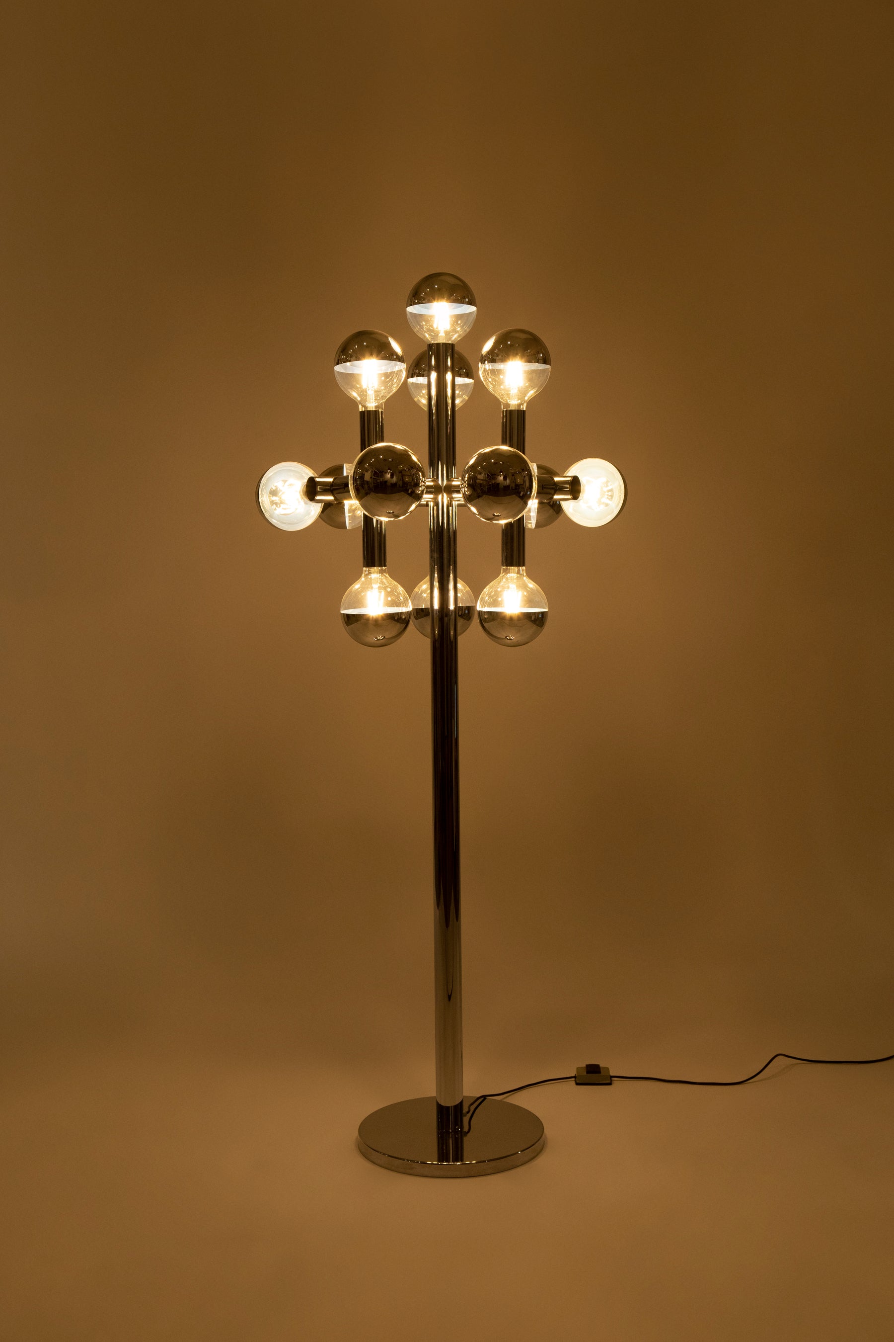 Mégal molecular lamp, floor lamp, Robert Sonneman, Switzerland, 70s