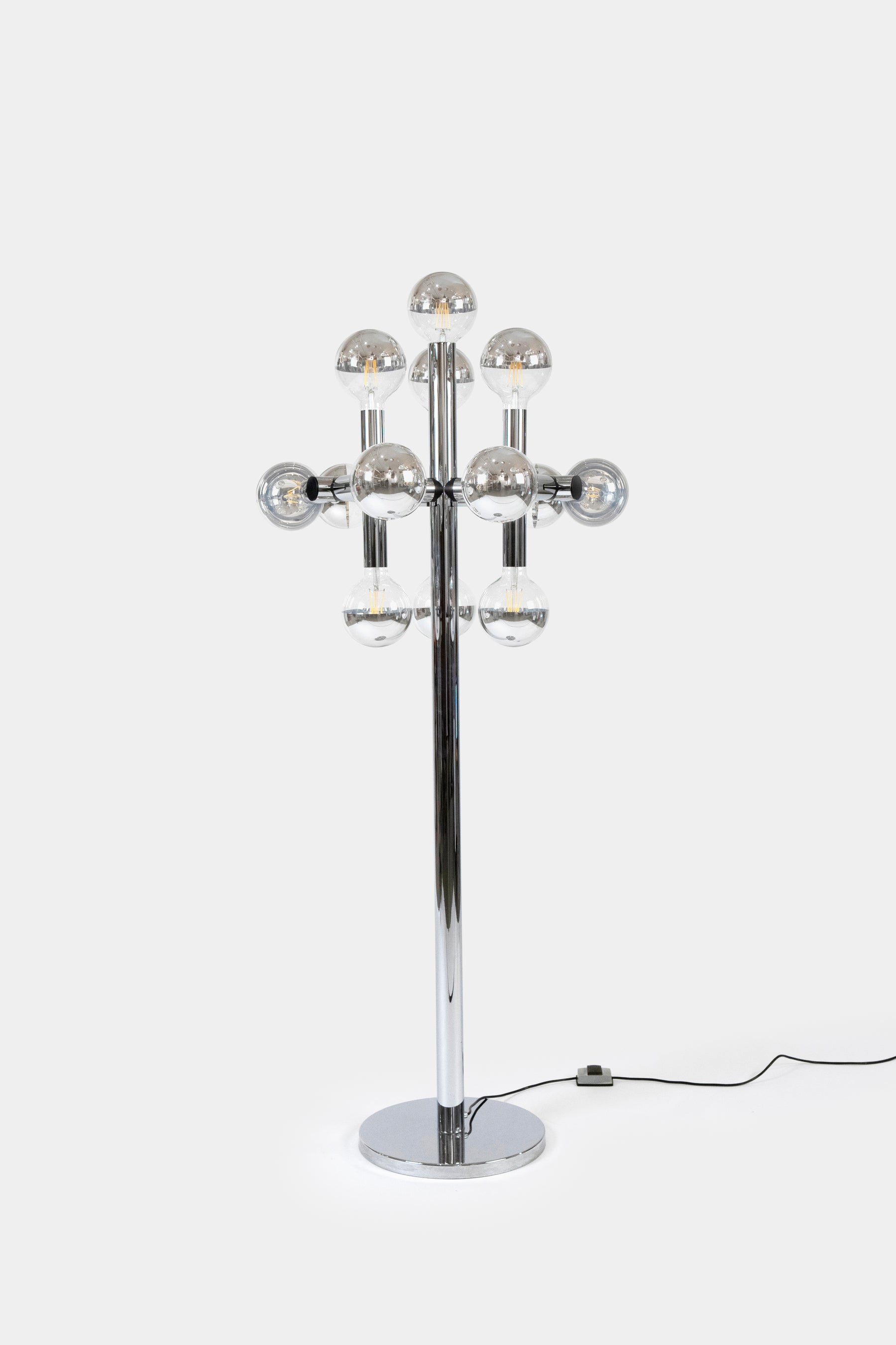 Mégal molecular lamp, floor lamp, Robert Sonneman, Switzerland, 70s