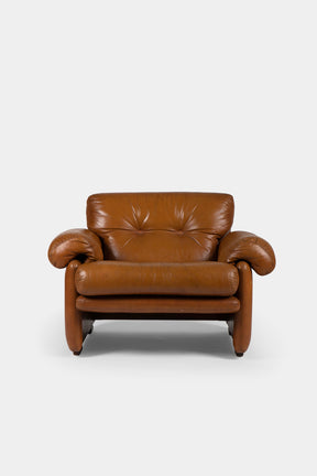 Tobia Scarpa leather armchair set for C&B Italia, Italy, 70s