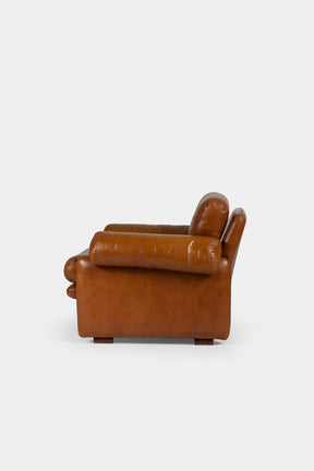 Tobia Scarpa leather armchair set for C&B Italia, Italy, 70s
