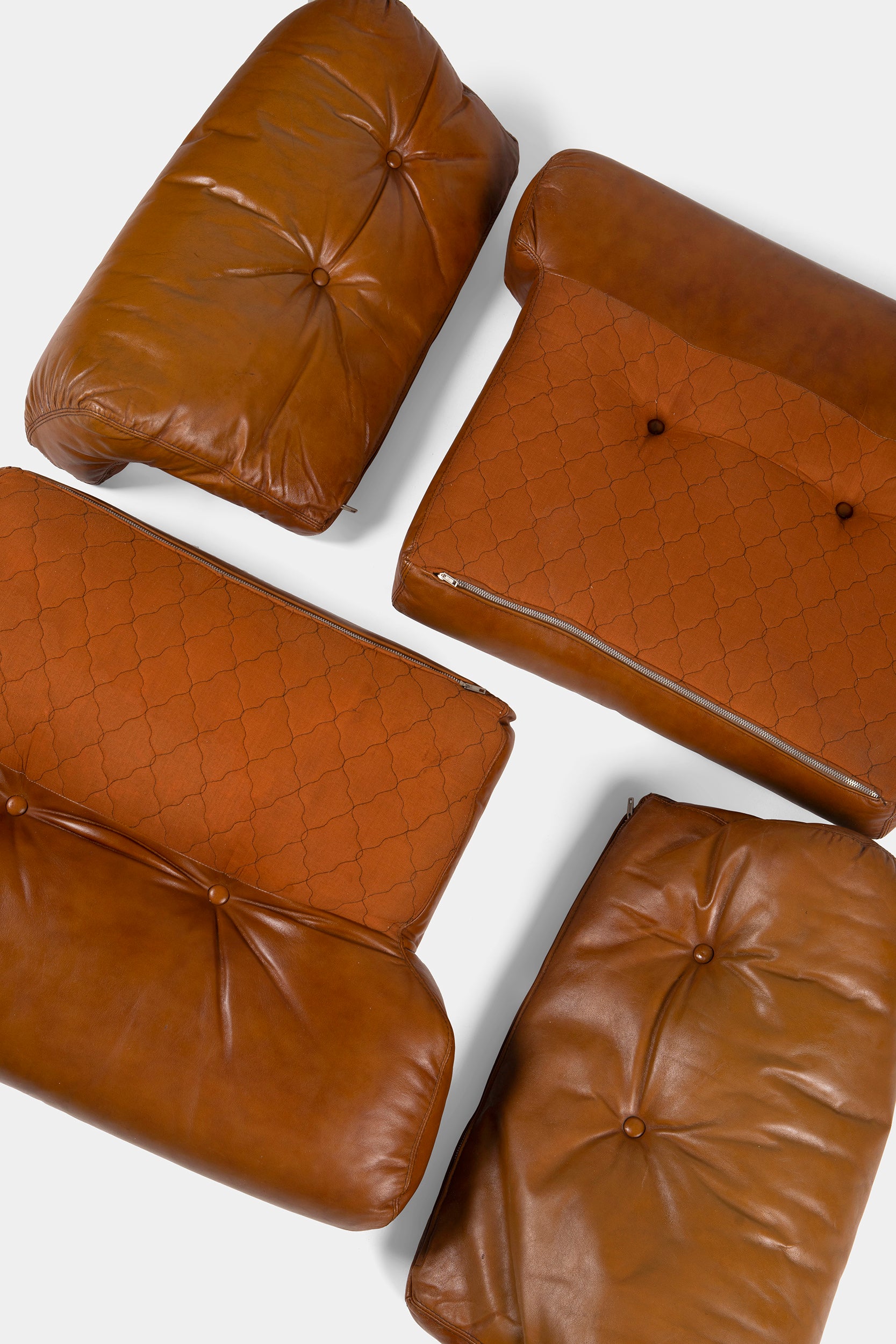 Tobia Scarpa leather armchair set for C&B Italia, Italy, 70s