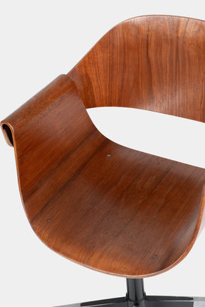 Carlo Ratti, Office Chair "Genziana", Rotatable, Industria Legni Curvati, Italy, 50s
