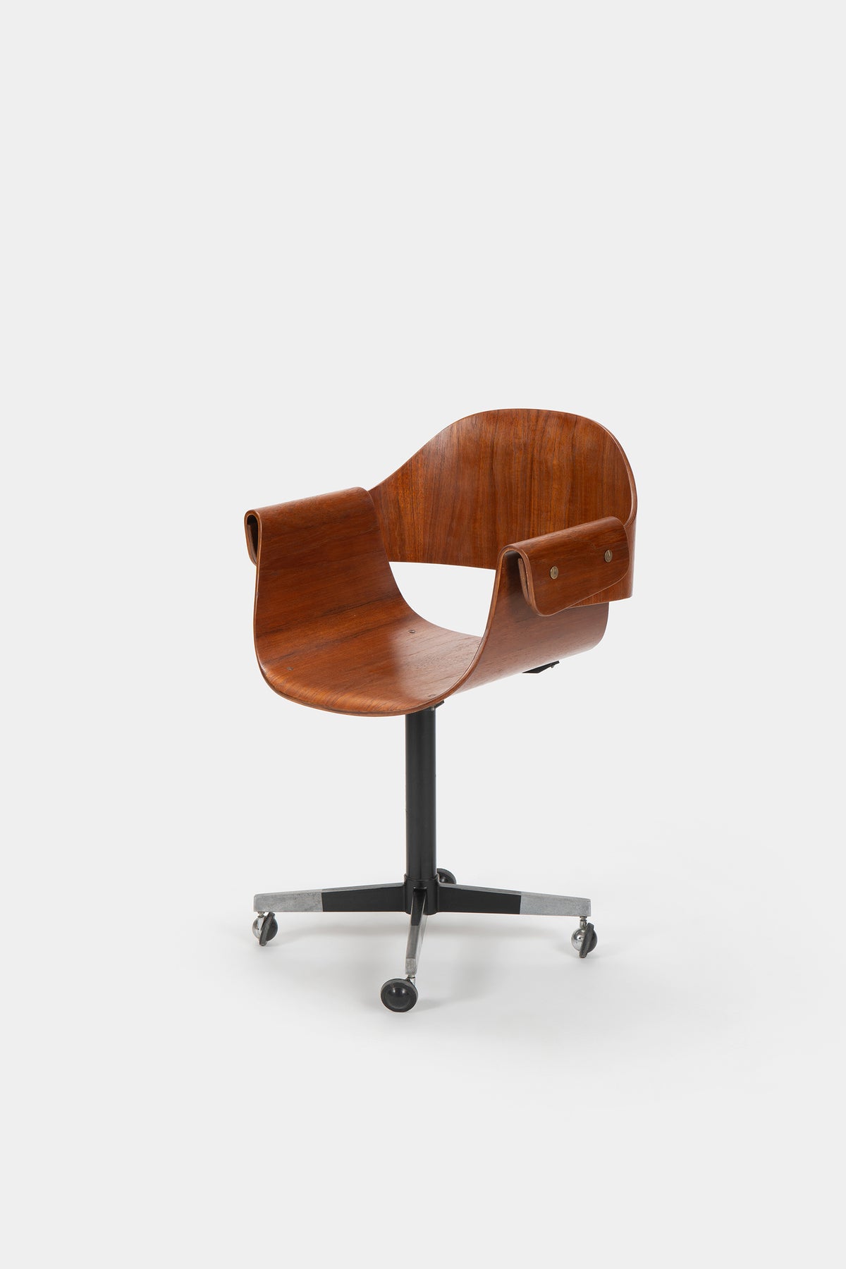 Carlo Ratti, Office Chair "Genziana", Rotatable, Industria Legni Curvati, Italy, 50s