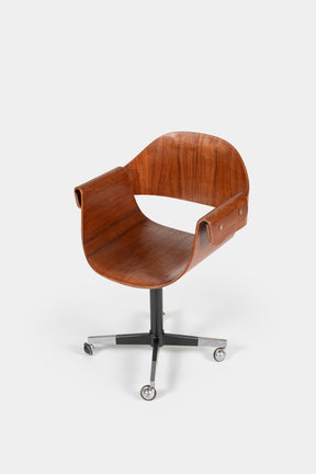 Carlo Ratti, Office Chair "Genziana", Rotatable, Industria Legni Curvati, Italy, 50s