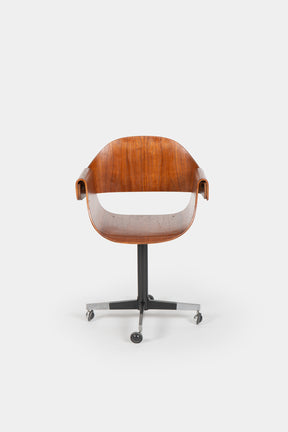 Carlo Ratti, Office Chair "Genziana", Rotatable, Industria Legni Curvati, Italy, 50s