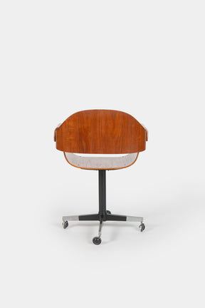 Carlo Ratti, Office Chair "Genziana", Rotatable, Industria Legni Curvati, Italy, 50s