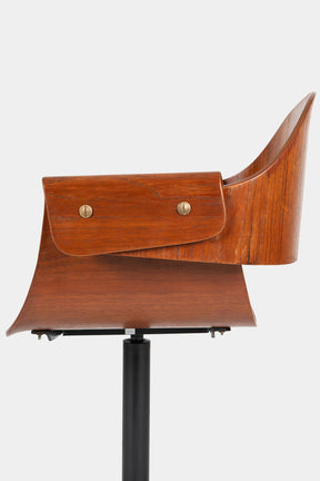 Carlo Ratti, Office Chair "Genziana", Rotatable, Industria Legni Curvati, Italy, 50s