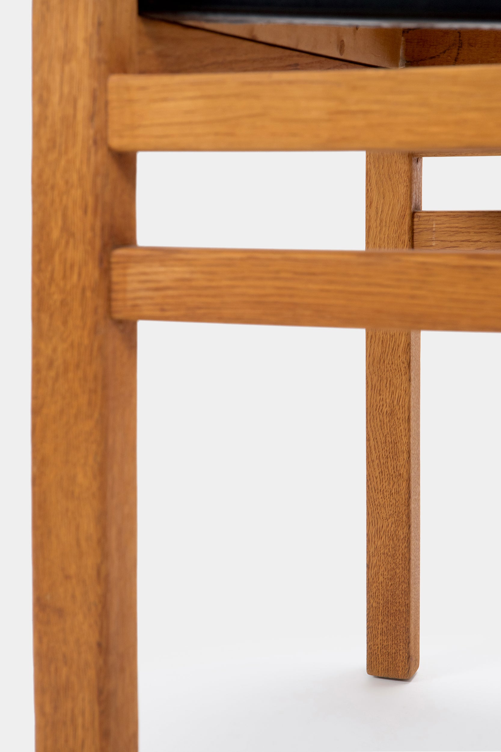 Set with 4 Hermann Baur chairs, oak and leather 60s