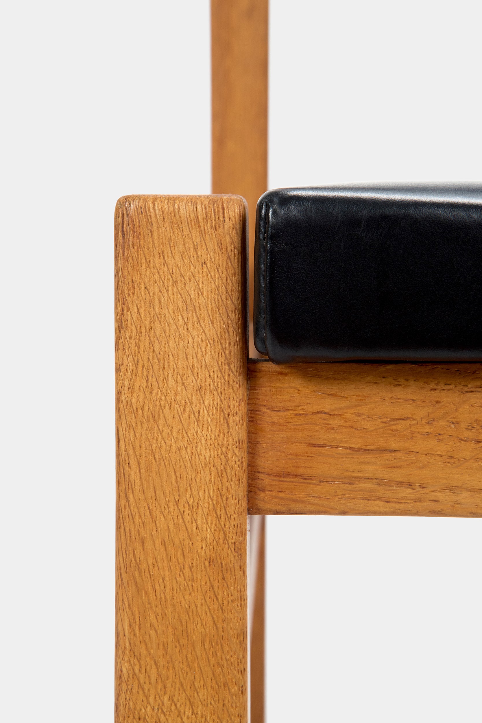Set with 4 Hermann Baur chairs, oak and leather 60s
