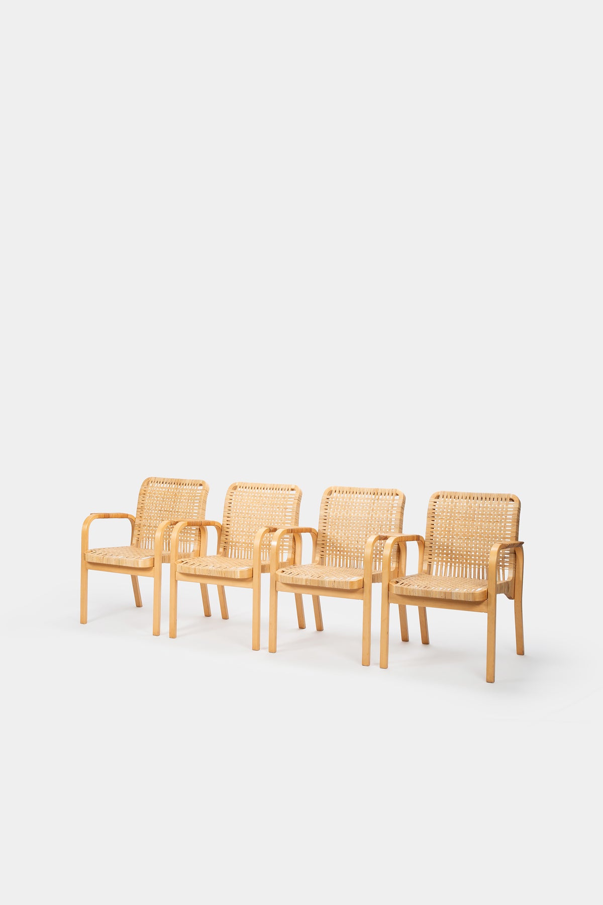 4 Alvar Aalto armchairs 45, Artek, Scandinavia, 30s