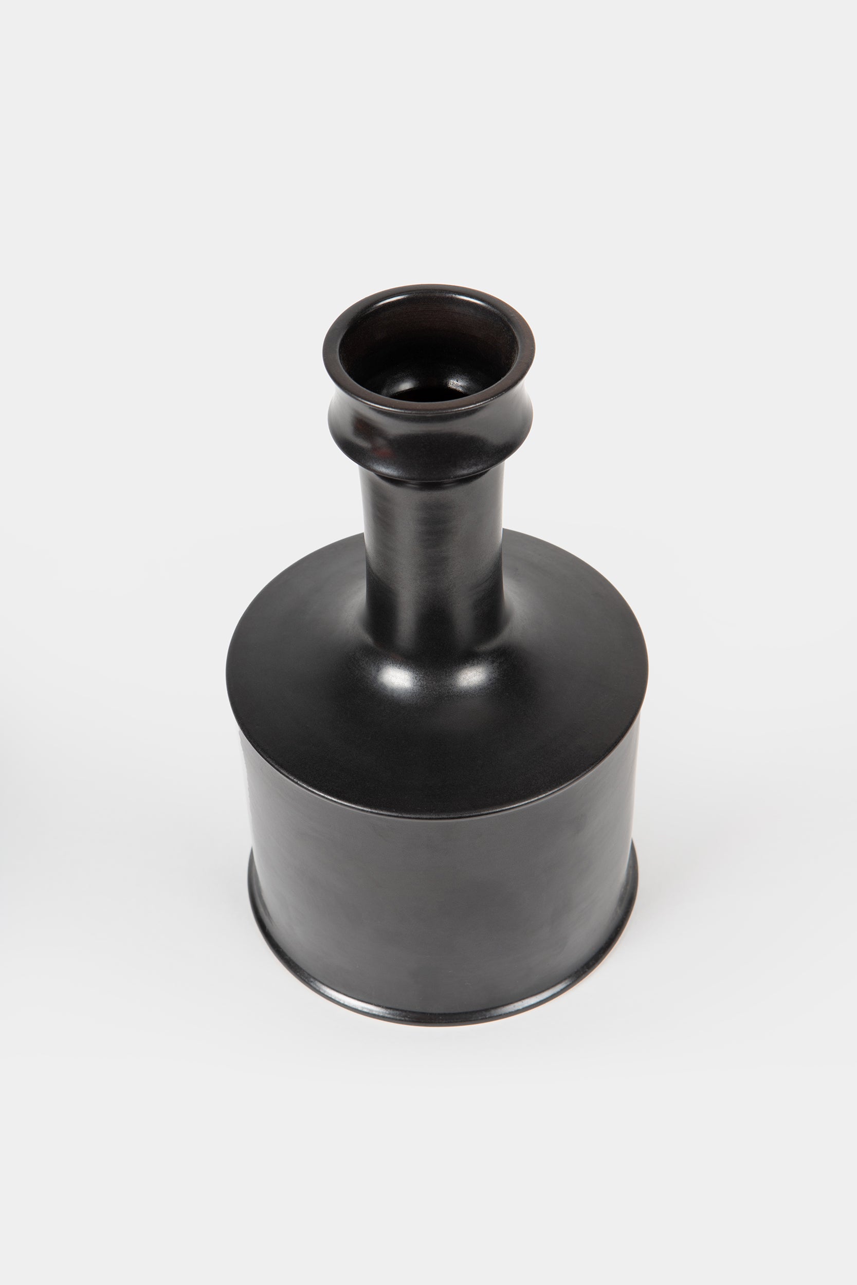 Franco Buzzi, Schwarze Keramikflaschenvase, Pesaro 70er