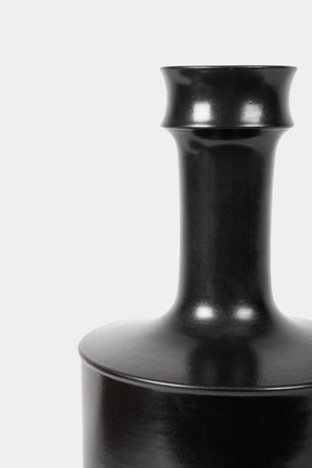 Franco Buzzi, Schwarze Keramikflaschenvase, Pesaro 70er