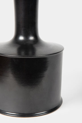 Franco Buzzi, Schwarze Keramikflaschenvase, Pesaro 70er