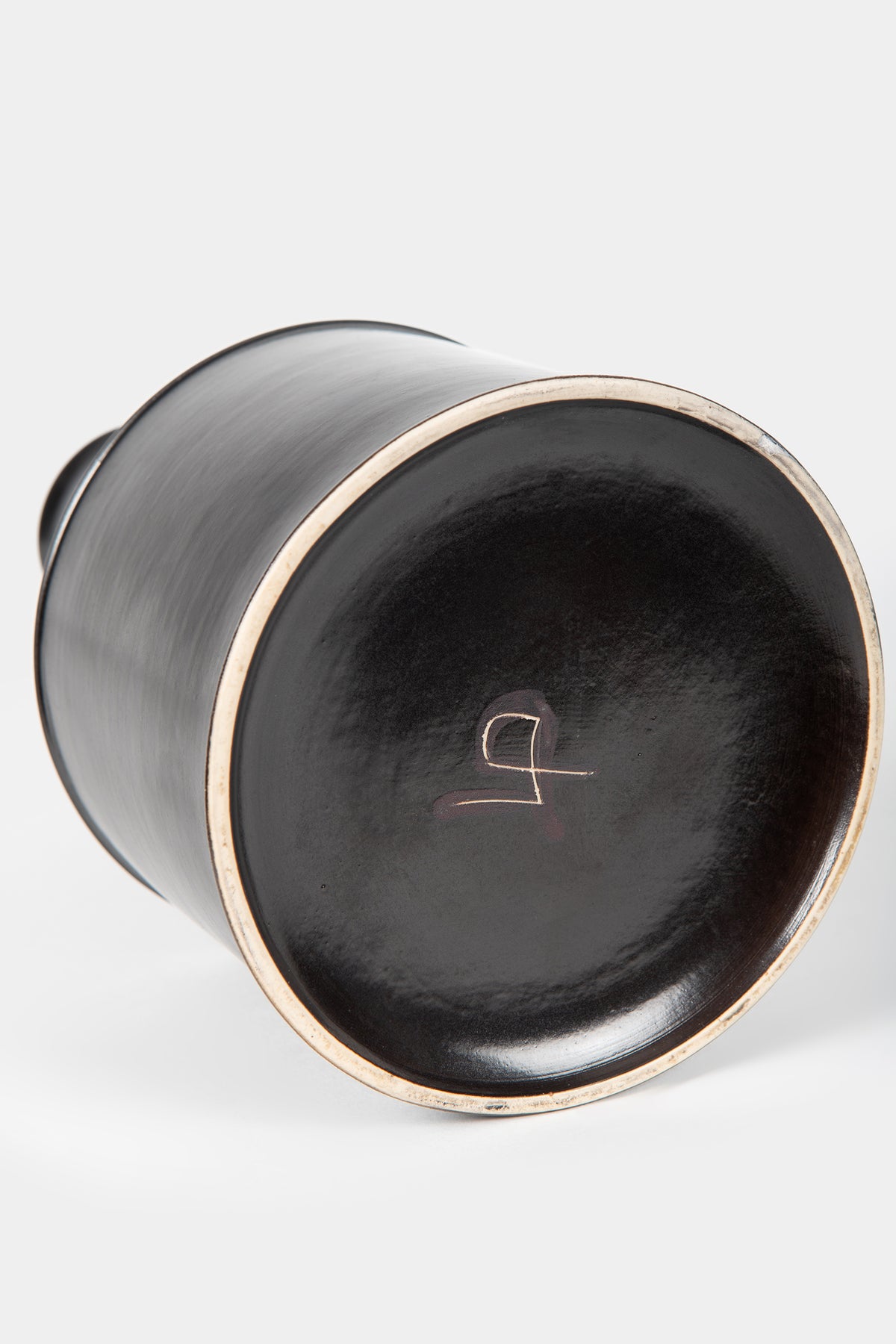 Franco Bucci, Schwarze Keramikflaschenvase, Pesaro 70er