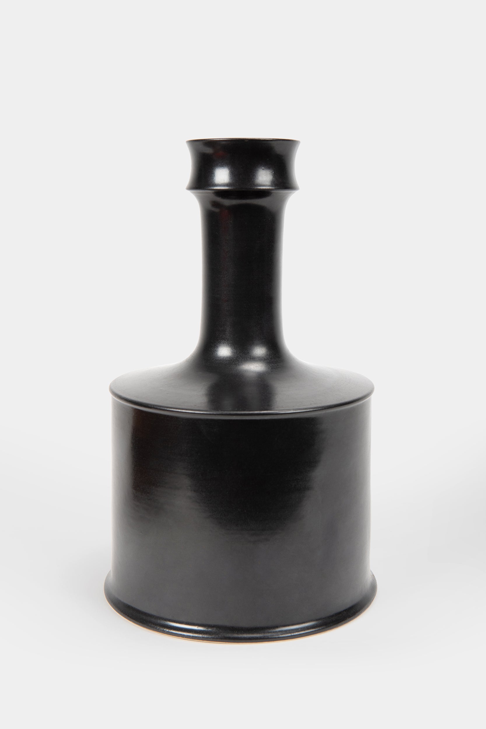 Franco Buzzi, Schwarze Keramikflaschenvase, Pesaro 70er