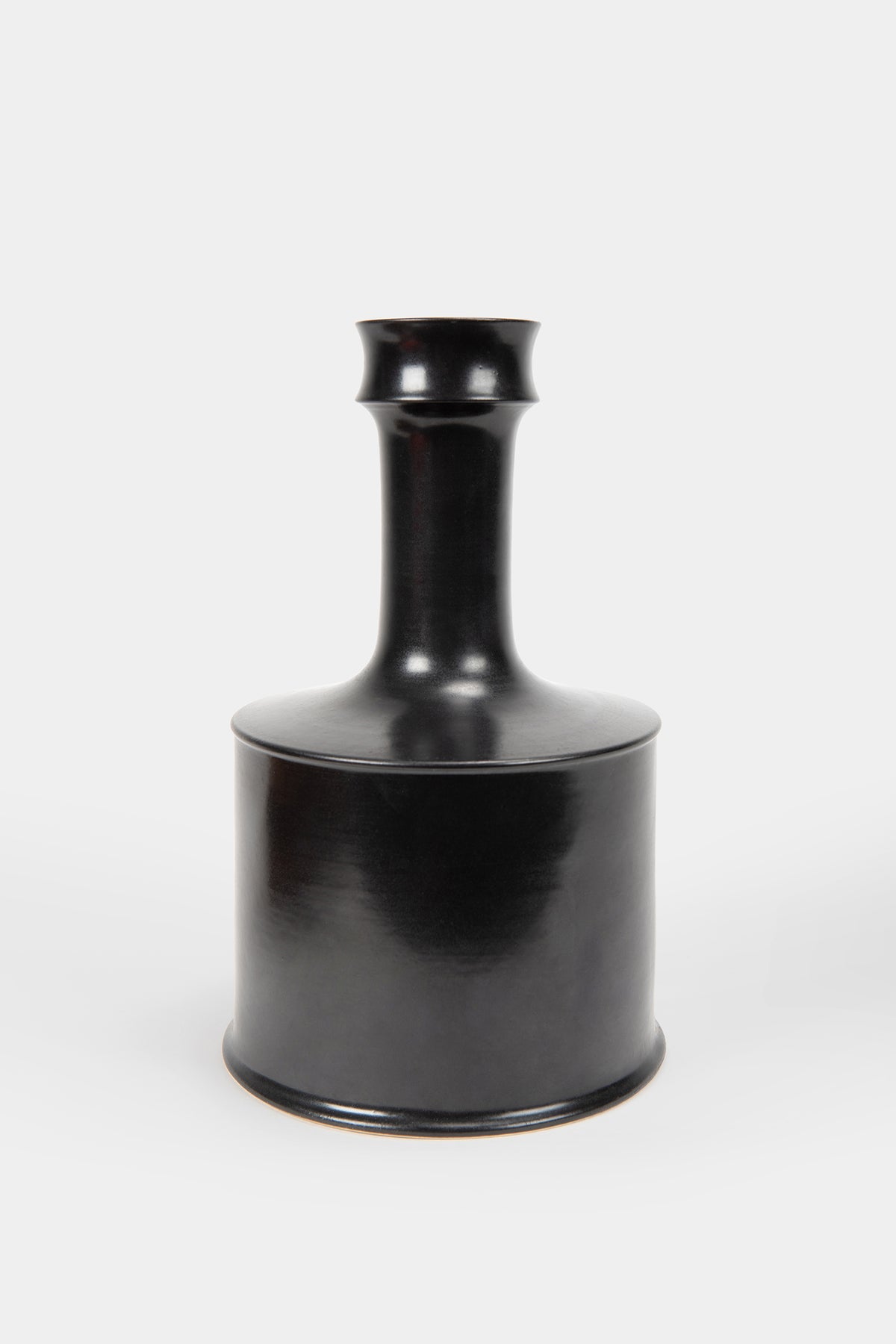 Franco Bucci, Schwarze Keramikflaschenvase, Pesaro 70er