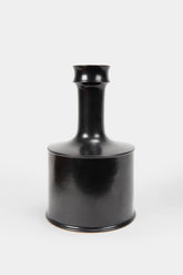 Franco Bucci, black ceramic bottle vase, Pesaro 70s
