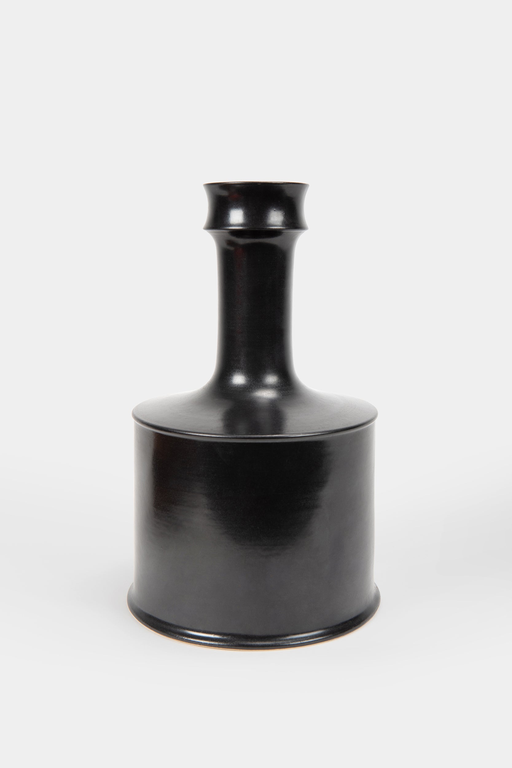 Franco Bucci, black ceramic bottle vase, Pesaro 70s