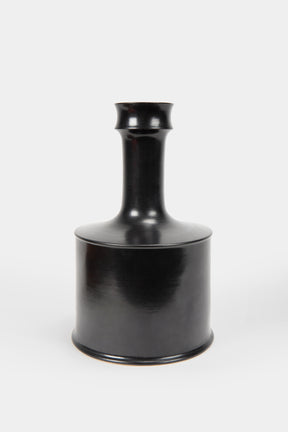 Franco Bucci, black ceramic bottle vase, Pesaro 70s