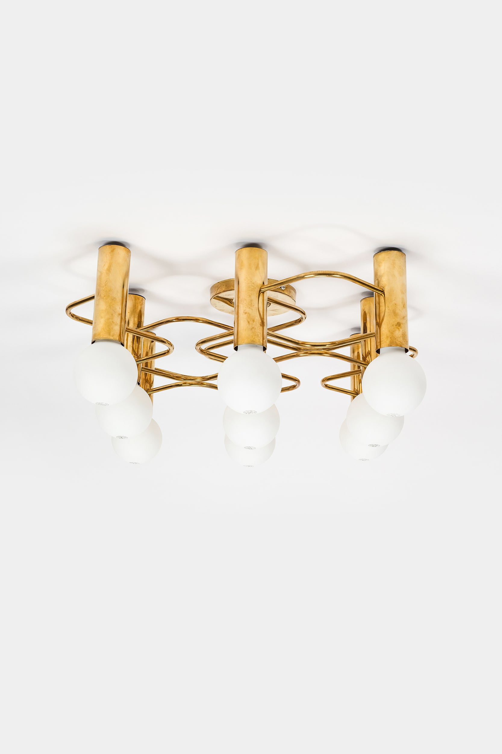 Gaetano Sciolari, Ceiling Light, Brass, Italy, 70s