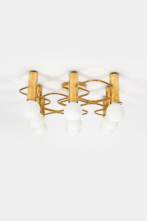 Gaetano Sciolari, Ceiling Light, Brass, Italy, 70s