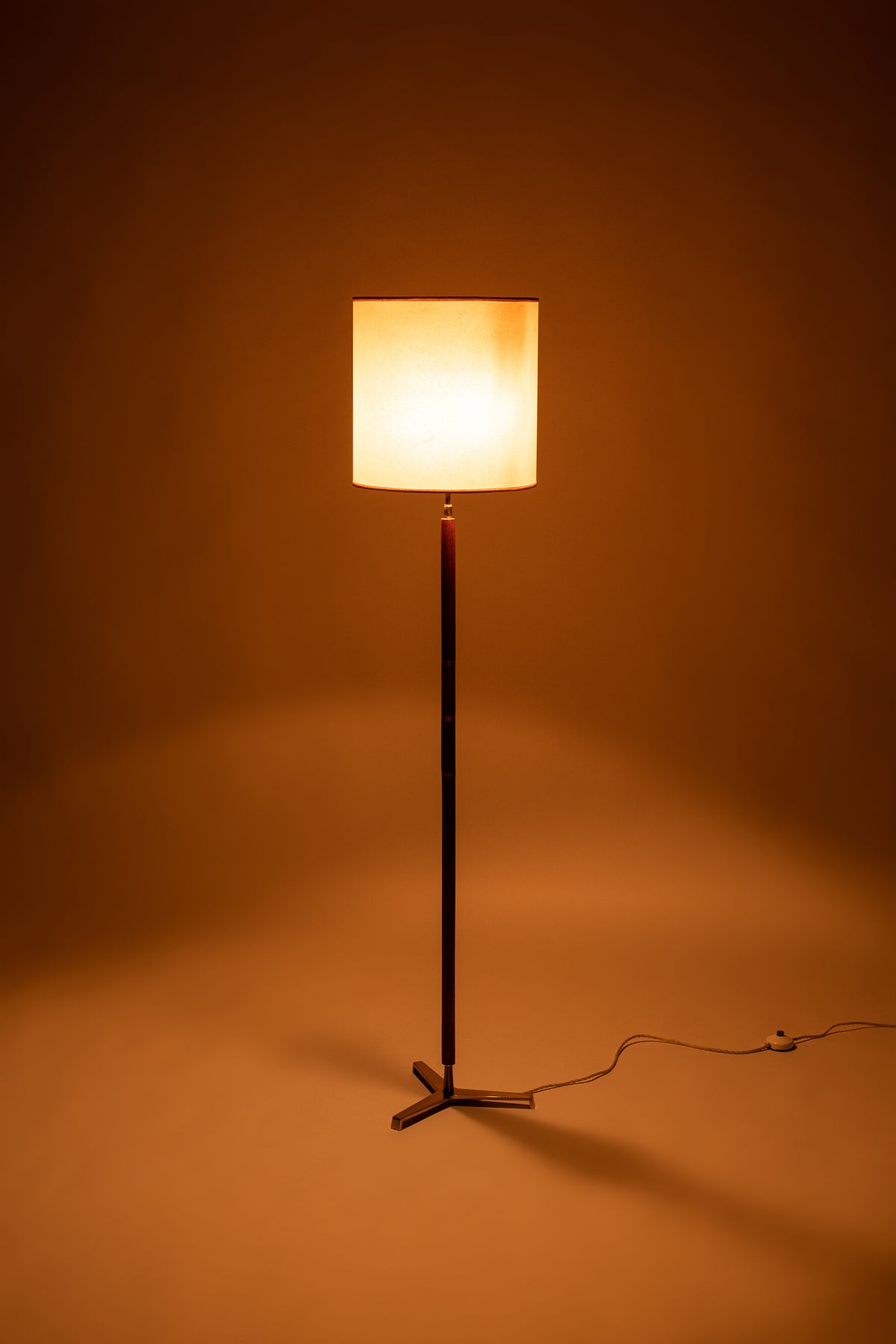 Mégal Stehlampe, Teak und Messing, Schweiz, 60er