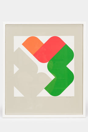 Hannes Vogel, Paar Lithografien 'Diagonal Verschoben', Originalrahmen, 1973