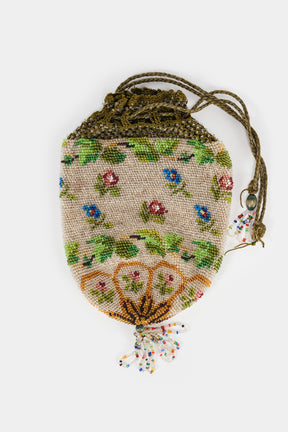 Glass bead bag, around 1900, French