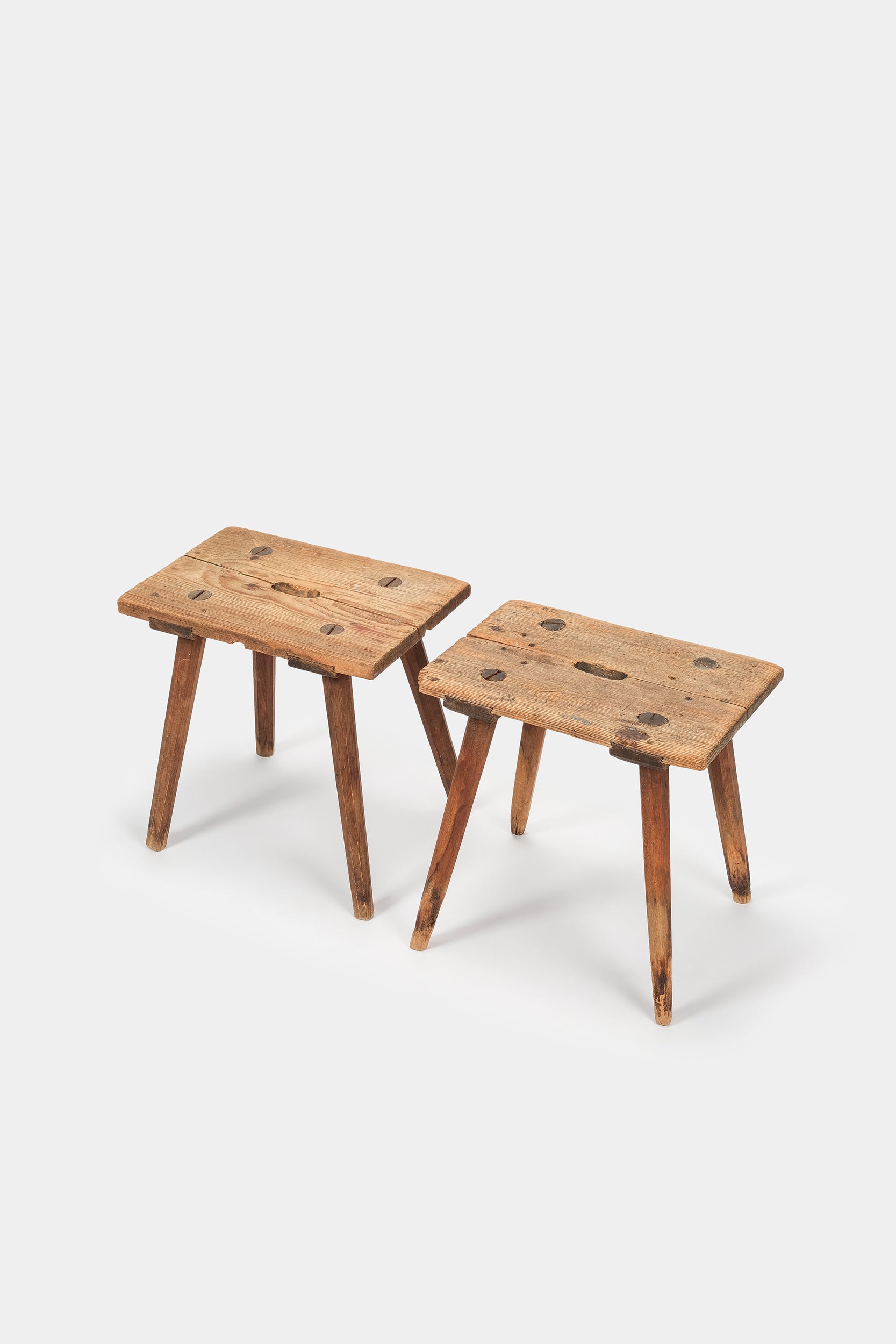 Pair Rustic Wooden Stools, Switzerland