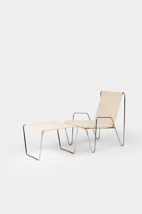 Verner Panton, Fritz Hansen, Bachelor Stuhl mit Ottoman, Dänemark, 50er