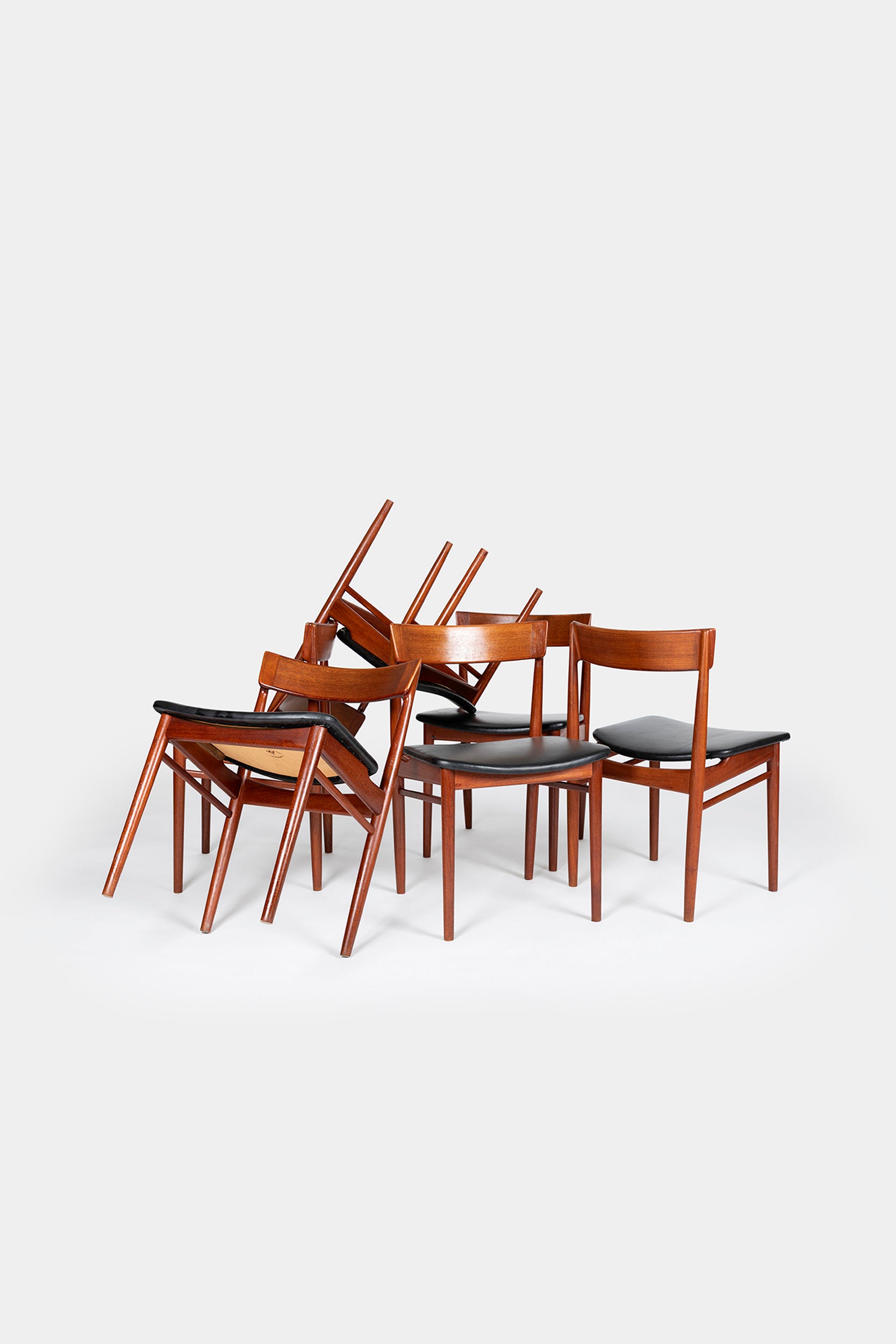 Henry Rosengren Hansen, 6 Stühle Model 39, Brande Möbelindustrie, 50er