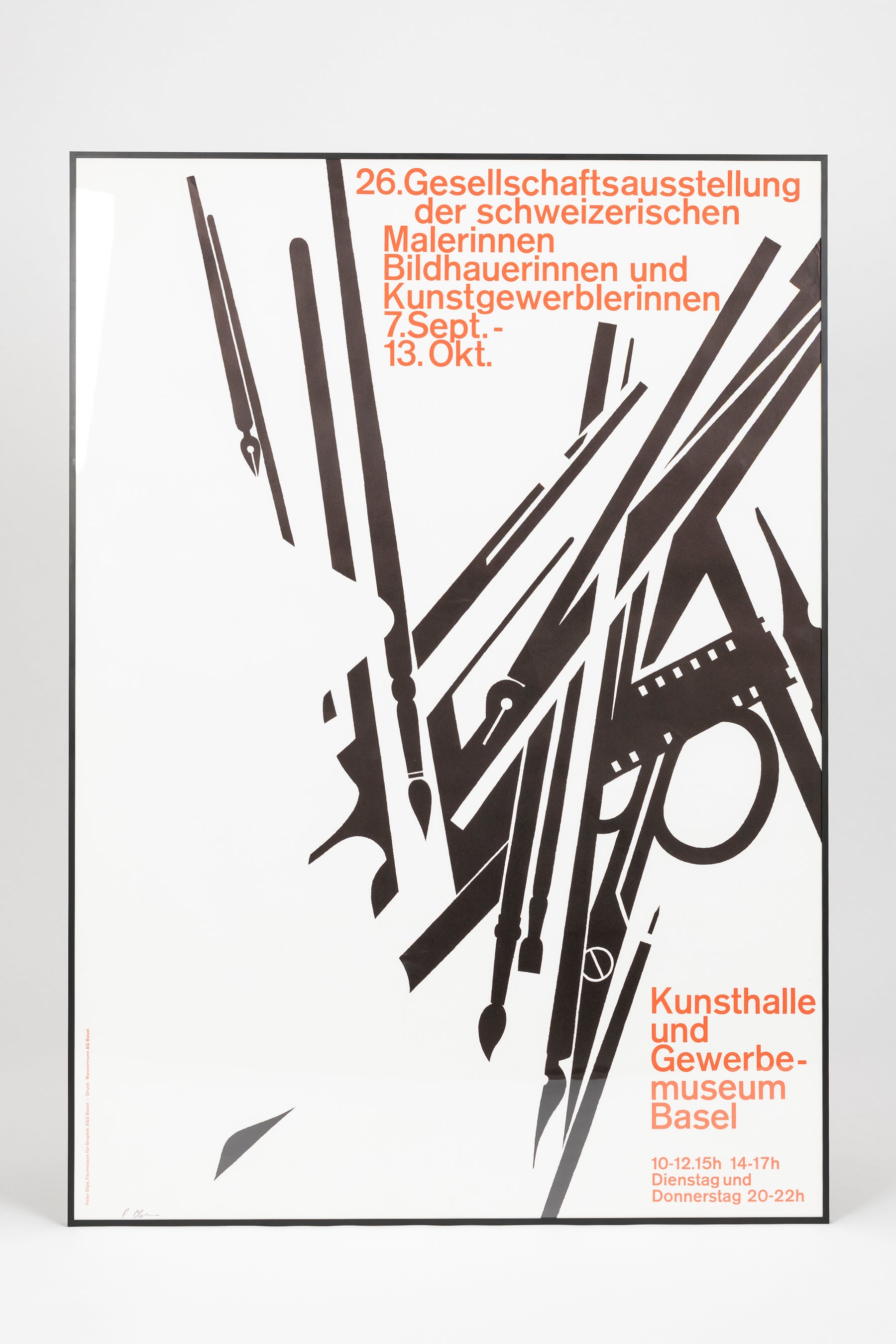 Peter Olpe, Wassermann AG Basel, signed, poster, Switzerland, 1960s