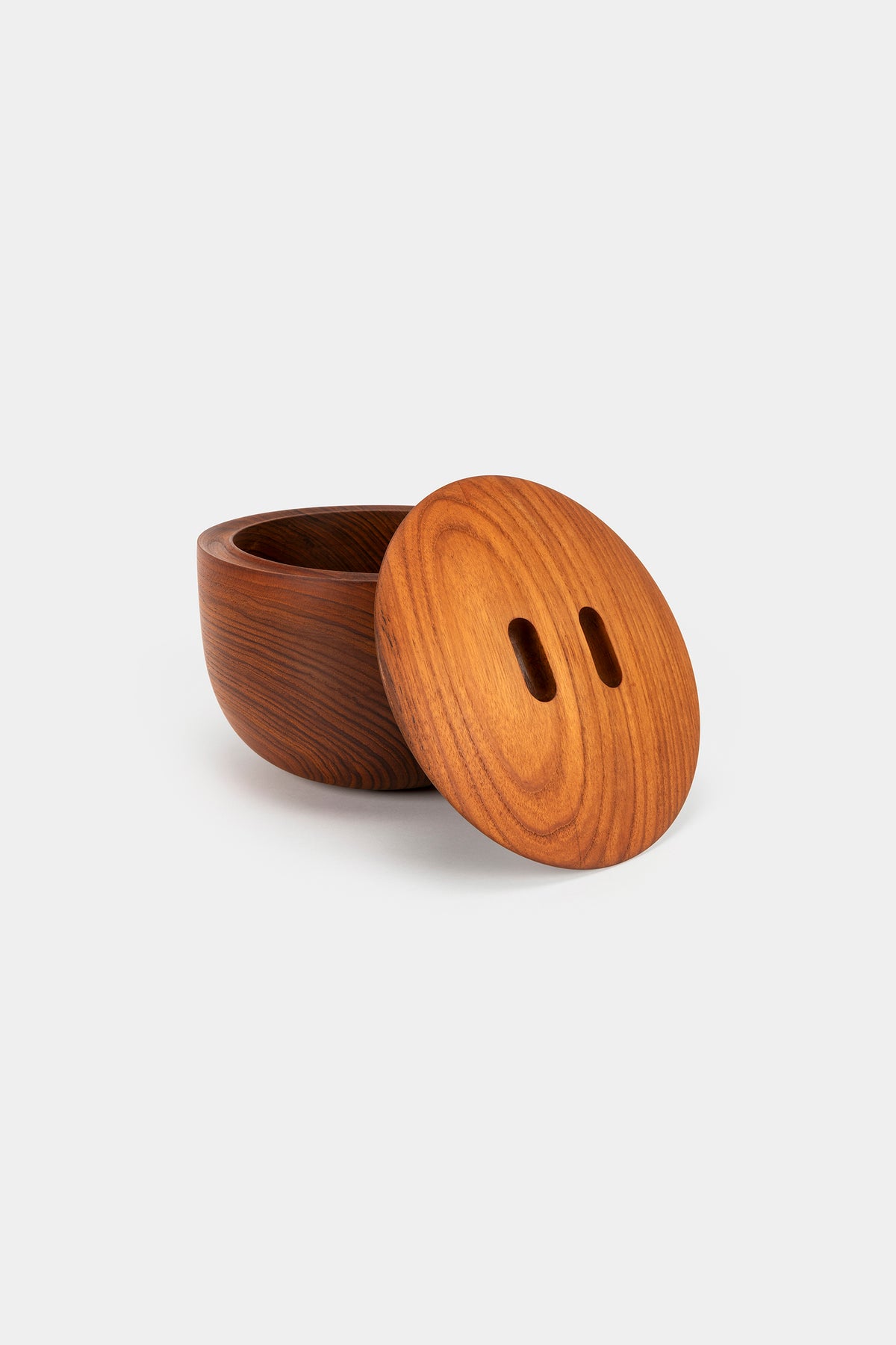 Handmade wooden bowl with lid, Denmark, 60s