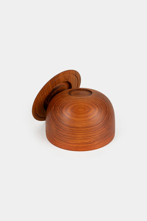 Handmade wooden bowl with lid, Denmark, 60s