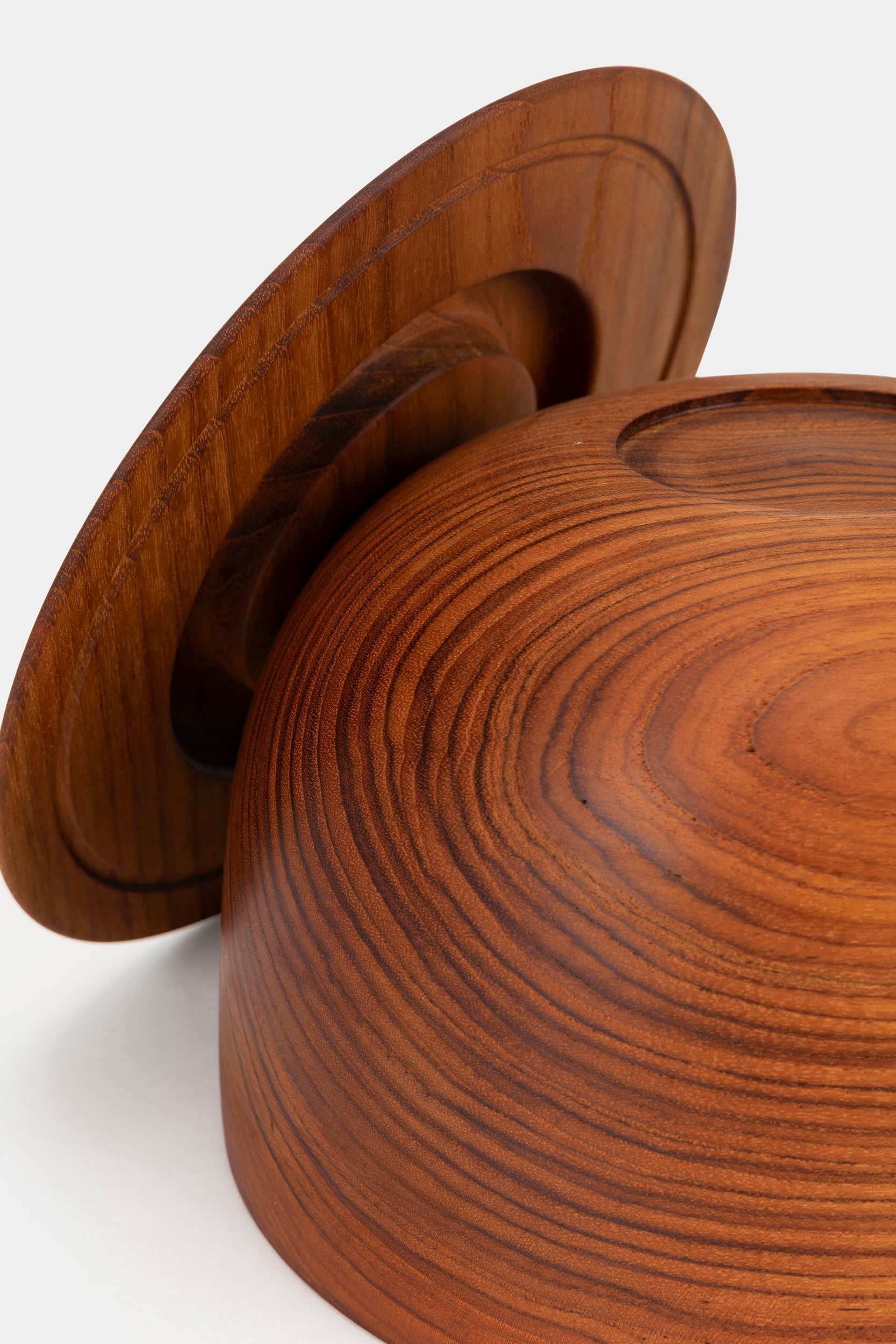 Handmade wooden bowl with lid, Denmark, 60s