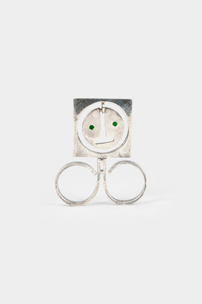 Bent Knudsen, Ring Sterling Silber, grüne Agate Model nr. 241, Dänemark, 60er