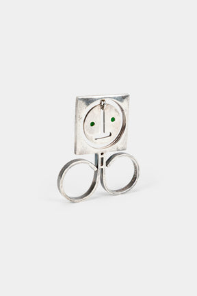 Bent Knudsen, Ring Sterling Silber, grüne Agate Model nr. 241, Dänemark, 60er