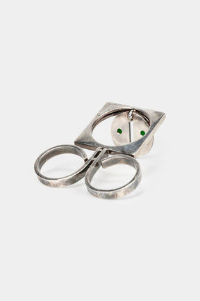 Bent Knudsen, Ring Sterling Silber, grüne Agate Model nr. 241, Dänemark, 60er