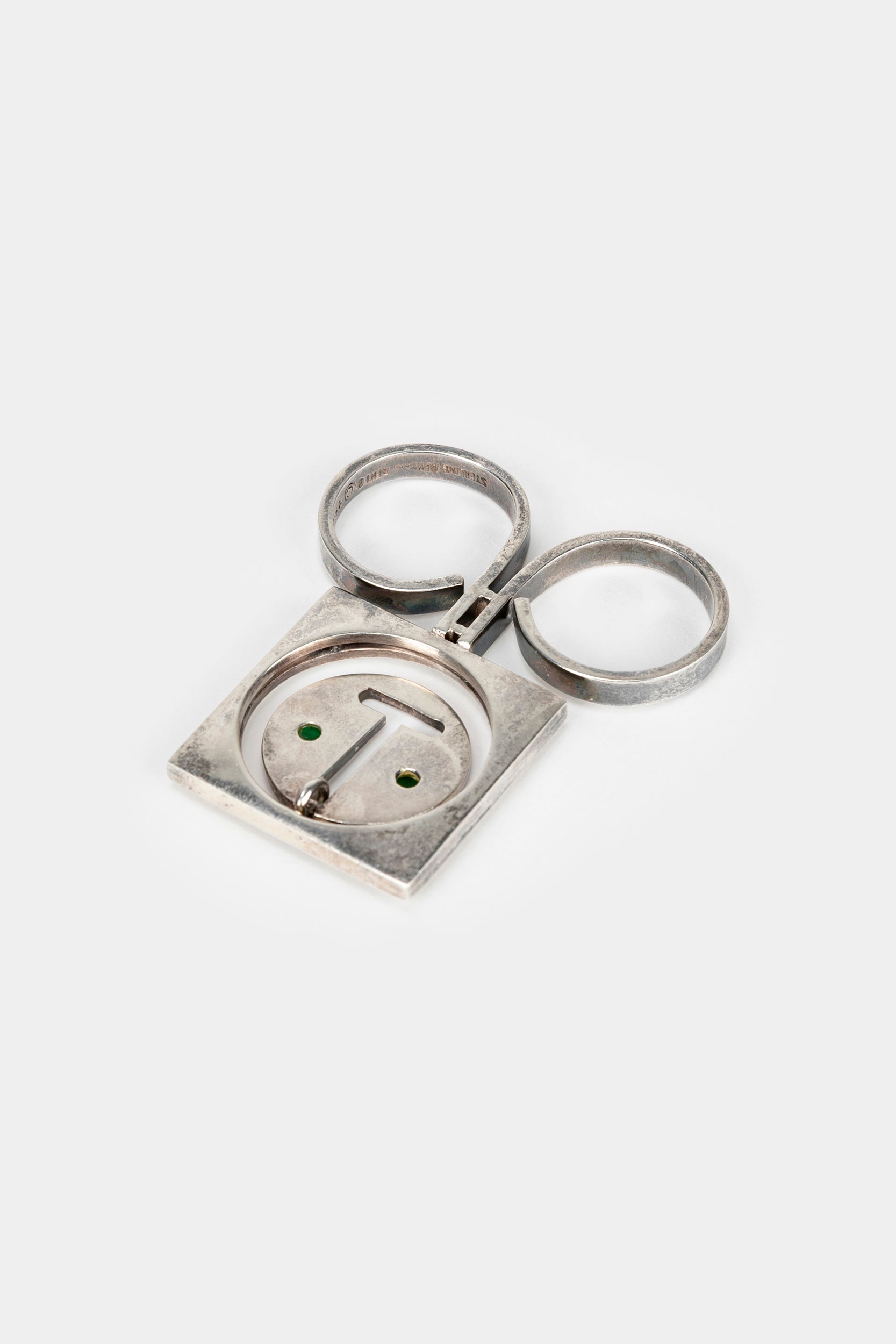 Bent Knudsen, Ring Sterling Silber, grüne Agate Model nr. 241, Dänemark, 60er